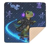 Espace - Tapis de jeu en mousse souple lavable sur le thème des dinosaures pour nouveau-nés, bébés, nourrissons, tout-petits, 127 x 127 cm