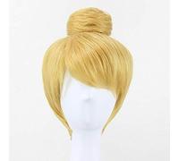 ESPADE Cosplay Wig 30 cm Court Blonde Cosplay Perruque Fée Clochette Full Hair Perruques Princesse Tinkerbell Taille Adulte Synthétique + Perruque Cap