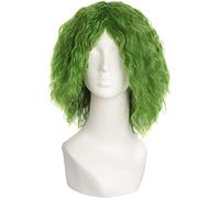 ESPADE Cosplay Wig BatmanThe Dark Knight Comics Heath Ledger Joker Cosplay Perruque Hommes bouclés Vert résistance à la Chaleur Perruques de Cheveux synthétiques + Bonnet de Perruque