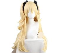 ESPADE Cosplay Wig Genshin Impact Fischl Longue Queue de Cheval et Ruban Cosplay résistant à la Chaleur Cheveux synthétiques Halloween fête Anime Cosplay Perruque