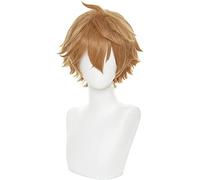 ESPADE Cosplay Wig Genshin Impact Tartaglia Cosplay Court Brun résistant à la Chaleur Cheveux synthétiques Halloween fête Anime Cosplay Perruques