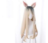 ESPADE Cosplay Wig KDA Women's Team LOL MV Version d'une Perruque de Cosplay d'oreille de Cheveux Longs Teints de Castor