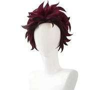 ESPADE Cosplay Wig : Kimetsu no Yaiba Tanjiro Kamado Cheveux Courts Marron châtain résistant à la Chaleur Cosplay Costume Perruque