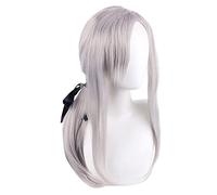 ESPADE Cosplay Wig Owari no Seraph of The End Ferid Bathory 80 cm de Long Gris rosâtre pâle résistant à la Chaleur Cosplay Costume Perruque