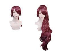 ESPADE Cosplay Wig Perruque Cosplay Putri Megara Hercules Meg Rambut Sintetis Panjang Merah untuk Dewasa + Topi Perruque