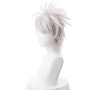 ESPADE Cosplay Wig Perruque for Anime Ninja Hatake Kakashi Cosplay Perruque Argent Blanc Court résistant à la Chaleur Sythentic Cheveux Perruques + Bandeau + Masque M Perruque ( Color : Wig )
