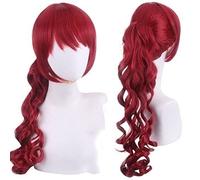 ESPADE Cosplay Wig Perruque for Halloween Mode Fête de Noël Dress Up Perruque Persona 5 The Royal P5R Yoshizawa Kasumi Cos Perruque Rouge Cheveux Longs Légèrement Bouclés
