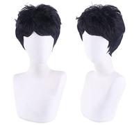 ESPADE Cosplay Wig Perruque for Halloween Mode fête de noël Habiller Perruque Cosplay Perruque Volley-Ball garçon Akame Keihari Noir Cheveux Courts Boucle inversée