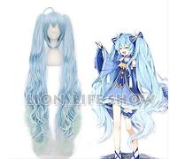 ESPADE Cosplay Wig Vocaloid 2017 Snow Star Princess Long Bleu Bouclés Ondulés Cosplay Perruque