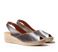 Espadrille compensée en Cuir pour Femme - BERNIA-P - Acier, 39 EU