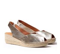 Espadrille compensée en Cuir pour Femme - BERNIA-P - Platine, 35 EU