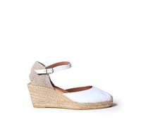 Espadrille compensée en Cuir pour Femme - Costa-5 - Blanc, 39 EU