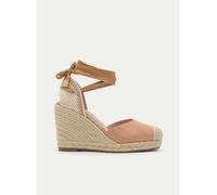 Espadrille Compensée Taupe Avec Rubans À La Cheville - 41