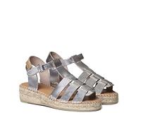 Espadrille Cuir Femme- Emma - Argent, 37 EU