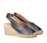 Espadrille Cuir Femme - Laila-P - Noir, 38 EU