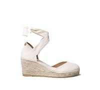 Toni Pons Espadrilles femme Julia – en lin, talon compensé avec rubans – Écru Taille 40