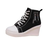 Espadrille Femmes Chaussures décontractées pour Femmes,Baskets à Plateforme Tendance,Confortables,à Lacets,Talons épais,Chaussures de Marche Quotidiennes pour,élégantes,Couleur Unie,Fermeture éclair