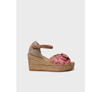 Espadrille pour femme à semelle compensée en raphia bicolore | LIA-RF 39