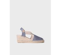 TONI PONS Triton Espadrilles végétaliennes compensées pour femme en tissu de coton., Denim, 35 EU
