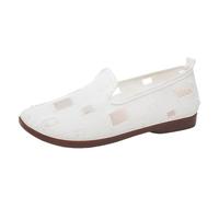 Espadrilles à bout fermé pour femme - Mocassins marocains au crochet Alpargata en dentelle ajourée - Mocassins décontractés et mocassins bas, blanc, 38