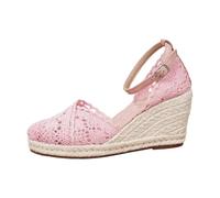 Espadrilles à plateforme pour femme - Antidérapantes - Style bohème - En jute tressée - Fermée sur le devant - Talon compensé - Espadrilles orthopédiques - Sandales confortables et élégantes