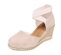 Espadrilles compensées à bout fermé pour femme - Sandales décontractées antidérapantes à talons avec soutien de la voûte plantaire - Chaussures d'été respirantes et confortables - Élégantes et légères