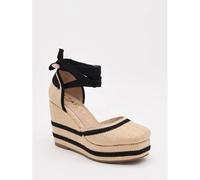 Espadrilles Compensées Avec Plateforme Et Rubans Noirs - 41