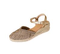 Espadrilles compensées élégantes en crochet à bout fermé pour femme - Style décontracté - Pour shopping - Thé de l'après-midi, rose gold, 38.5 EU