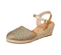 Espadrilles compensées pour femme - Antidérapantes - Style bohème - En toile de jute tressée - Fermée sur le devant - Sandales orthopédiques - Confortables et élégantes