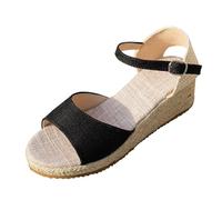 Espadrilles compensées pour femme avec sangle de cheville, chaussures d'été | Sandales espadrilles compensées pour femme pour l'été, les vacances, la marche, offrant une sangle de cheville réglable et