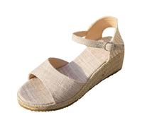 Espadrilles compensées pour femme avec sangle de cheville, chaussures d'été | Sandales espadrilles compensées pour femme pour l'été, les vacances, la marche, offrant une sangle de cheville réglable et