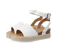 Espadrilles compensées pour femme - Chaussures de plage - Chaussures d'été à bout ouvert - Boucle de cheville - Sandales d'été à talons moyens - Sangle de cheville - Sandales d'été tendance, blanc