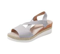 Espadrilles compensées pour femme - Sandales d'été 2026 à bout ouvert - Coupe large - Semelles épaisses - Bride arrière croisée - Chaussures décontractées et confortables pour la plage, les vacances