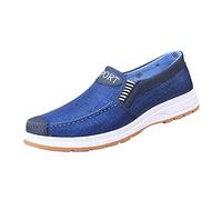 Espadrilles décontractées en toile à enfiler pour homme - Gris - Chaussures de sport respirantes - Pour maison intelligente - Bas doux - Chaussures bateau noires à talon plat, bleu, 42 1/3 EU