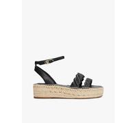 Espadrilles En Cuir À Motif Gaufré Leather Rope Real Espad Sandal/Black - 36