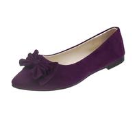 Espadrilles Femme Basket Orthopedique Femme Women's Flat Shoes Spring Summer and Autumn Lightweight Suede Pointed Shallow Mouth Soft Bottom Bow Single Shoes Daily Dating Commuting Violet 34