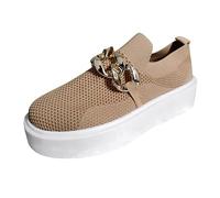 Espadrilles Homme Chaussures décontractées à Plate-Forme décorative à chaîne en métal de Couleur Unie pour Dames