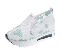 Espadrilles Homme Dames Mode Respirant Dentelle Fleur Broderie tête Ronde Fond épais Chaussures décontractées Confortables