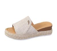 Espadrilles Mules pour femme - Sandales compensées à enfiler - Bout ouvert - Sandales orthopédiques avec talon compensé - Une sangle - Antidérapantes - Sandales plates pour femme
