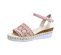 Espadrilles ouvertes élégantes à talon compensé pour femme, Rose, 38 EU
