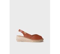 Espadrilles peep toe compensées pour femme en cuir | BERNIA-P 34