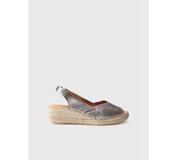 Espadrilles peep toe compensées pour femme en cuir | BERNIA-P 35