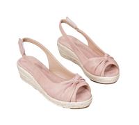 Espadrilles Peep Toe Wedges à talons hauts Slingback Sandales à plateforme | Espadrilles à bout ouvert pour femme - Talons compensés - Espadrilles à bout ouvert - Sandales avec nœud latéral - Chaussures