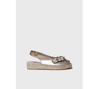 Espadrilles plates métalliques pour femme ornées de fleurs | ERICA-FN 36