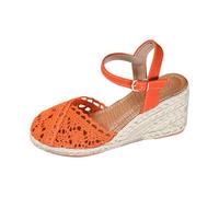 Espadrilles pour femme avec talon compensé, sandales compensées à bout fermé, sandales compensées avec boucle, chaussures d'été confortables, élégantes, légères, antidérapantes, Orange, 41 EU