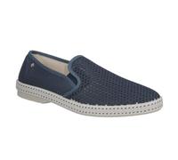 Espadrilles Riviera bleu de travail en toile de coton et maille. 41