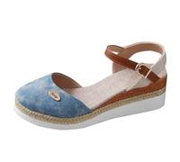 Espadrilles Sandales à Bout Fermé Femme Romaines Sandales d'été Sandale Compensé Chaussures Semelle Épaisse Antidérapant Chaussure Confortables Léger Claquette Orthopédique pour Trekking Voyages