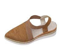 Espadrilles Sandales compensées pour femme : confortables Bout fermé Sangle de cheville Sandales d'été à talons compensés pour femme de moins de 20 ans, marron, 6.5 UK 3X-Narrow