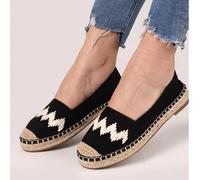 ESPADRILLES SYNTHÉTIQUE AVEC BRODERIE EN ZIG-ZAG SUR LA TIGE. IL EST RECOMMANDÉ DE PRENDRE UNE TAILLE AU-DESSUS DE SA TAILLE NORMALE CAR ELLES CHAUSSENT UN NUMÉRO EN MOINS EUR36,EUR37,EUR38,EUR39,EUR4