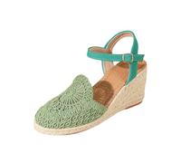 Espadrilles tendance pour femme avec talon compensé, sandales confortables avec sangle de cheville réglable, chaussures de loisirs légères pour l'été, chaussures de vacances avec semelle en jute